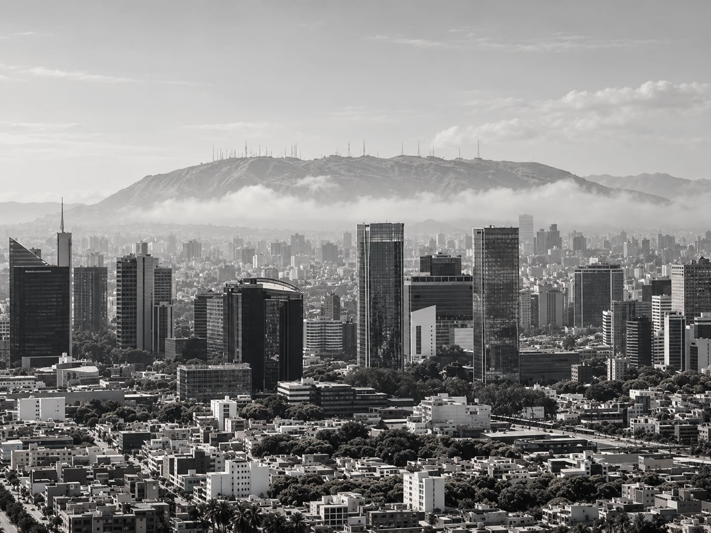 Lima skyline with mountains.